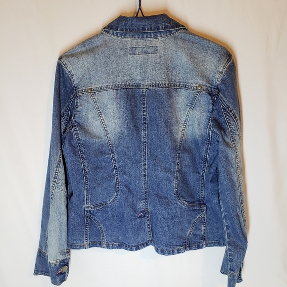 Baccini blazer jean jacket collared S - Picture 8 of 12